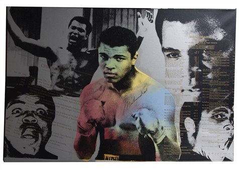 Muhammad Ali Signed Steve Kaufman 30x46 Stretched Canvas LE 67/99 (Beckett)